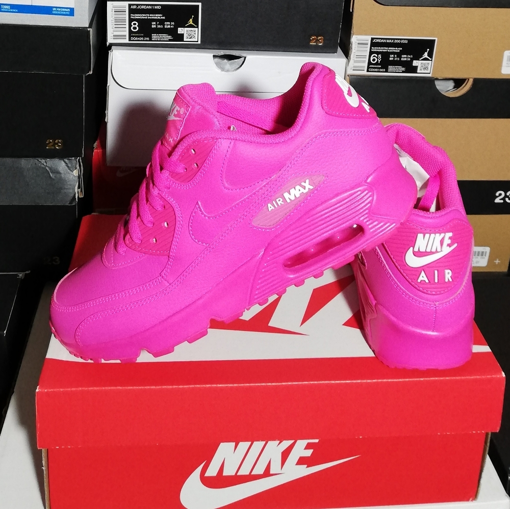 NIKE AIR MAX 90S PREMIUM PINK/FUCHSIA WOMEN'S US SIZE 6.5 NEW IN BOX - Picture 1 of 15